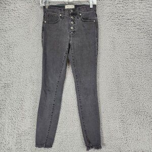 Madewell Jeans Womens 24 Black High Rise Button Fly Skinny